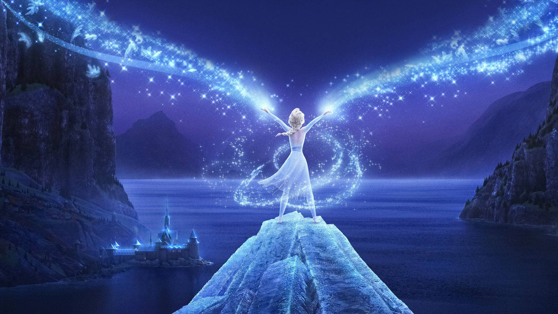 Elsa på klippe Frozen 2 Tapet Wallpaper