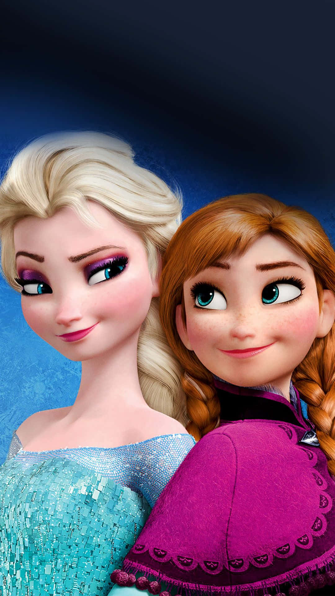 Two Frozen Princesses Are Standing Together Wallpaper