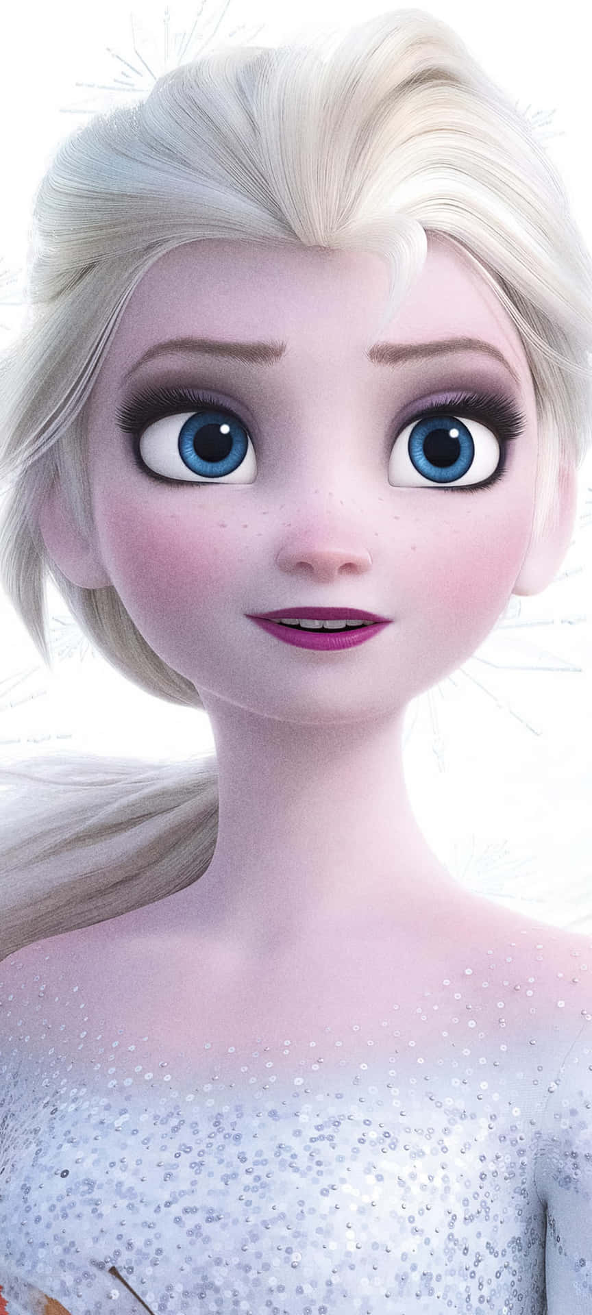 Elsade Frozen Está Vestindo Um Vestido Branco E Olhos Azuis. Papel de Parede