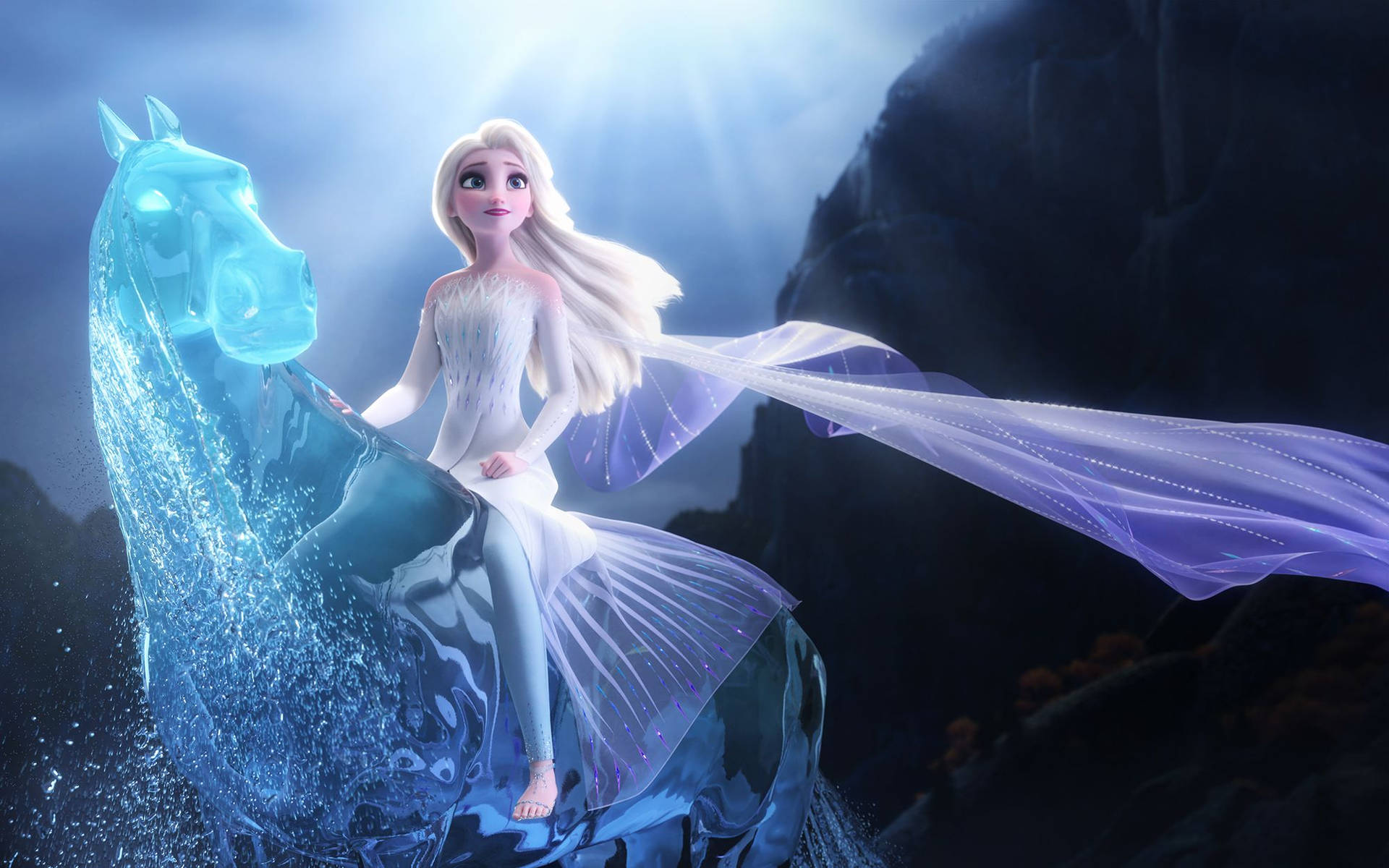 Elsa Riding Nokk Frozen 2 Wallpaper