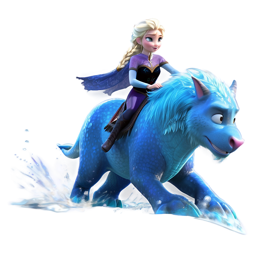 Elsa Riding Water Nokk Png 05212024 PNG