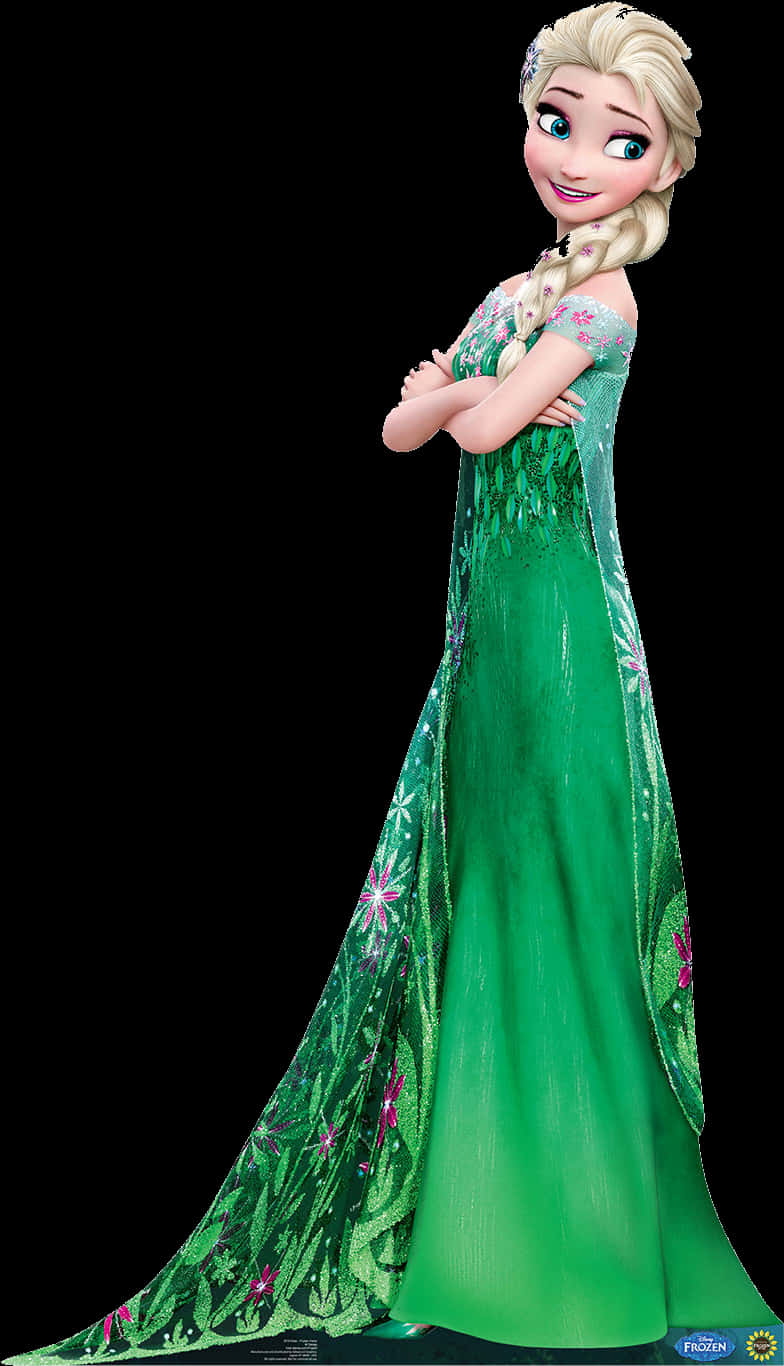 Elsain Green Gown PNG