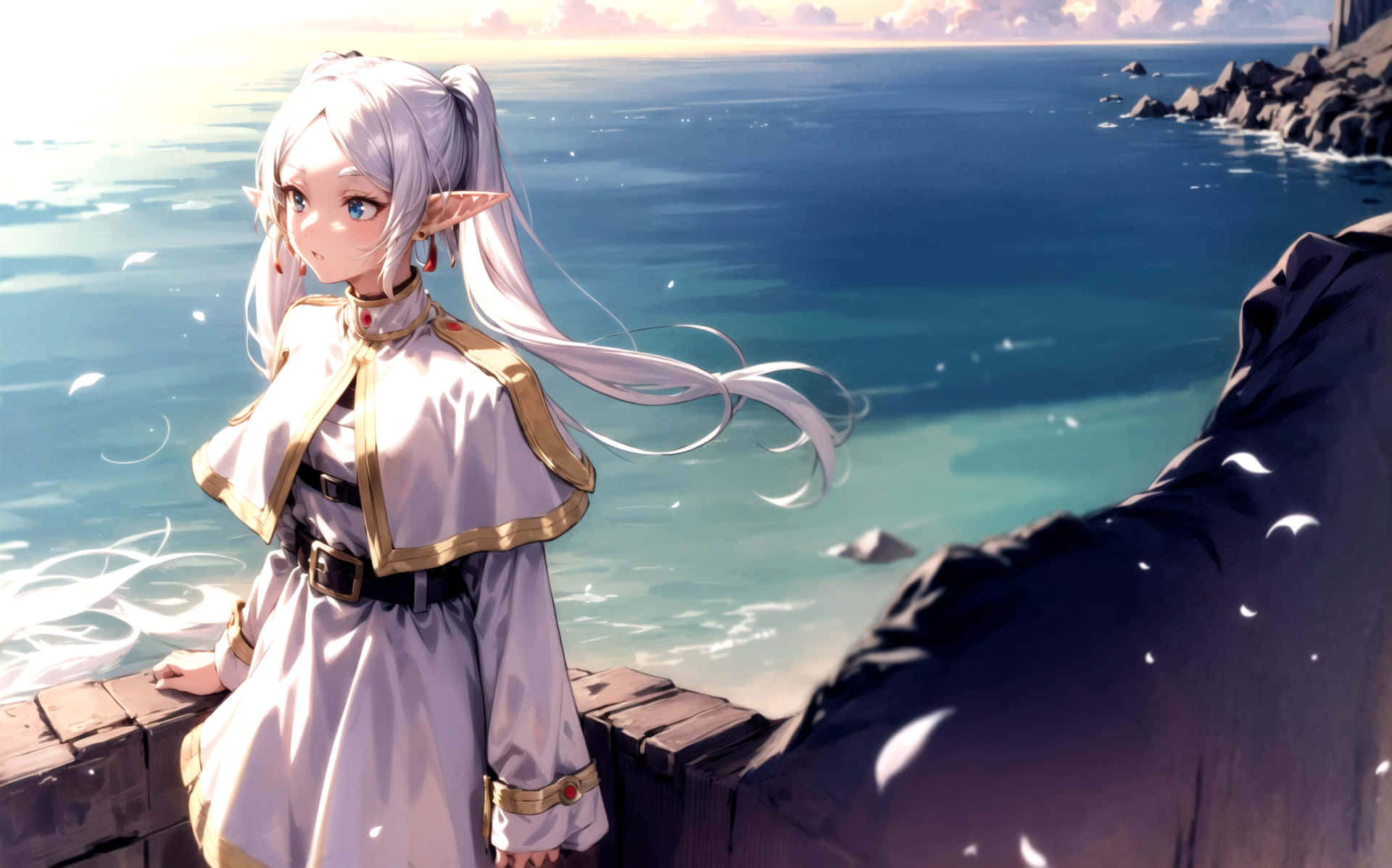 Elven Mage By The Sea Wallpaper