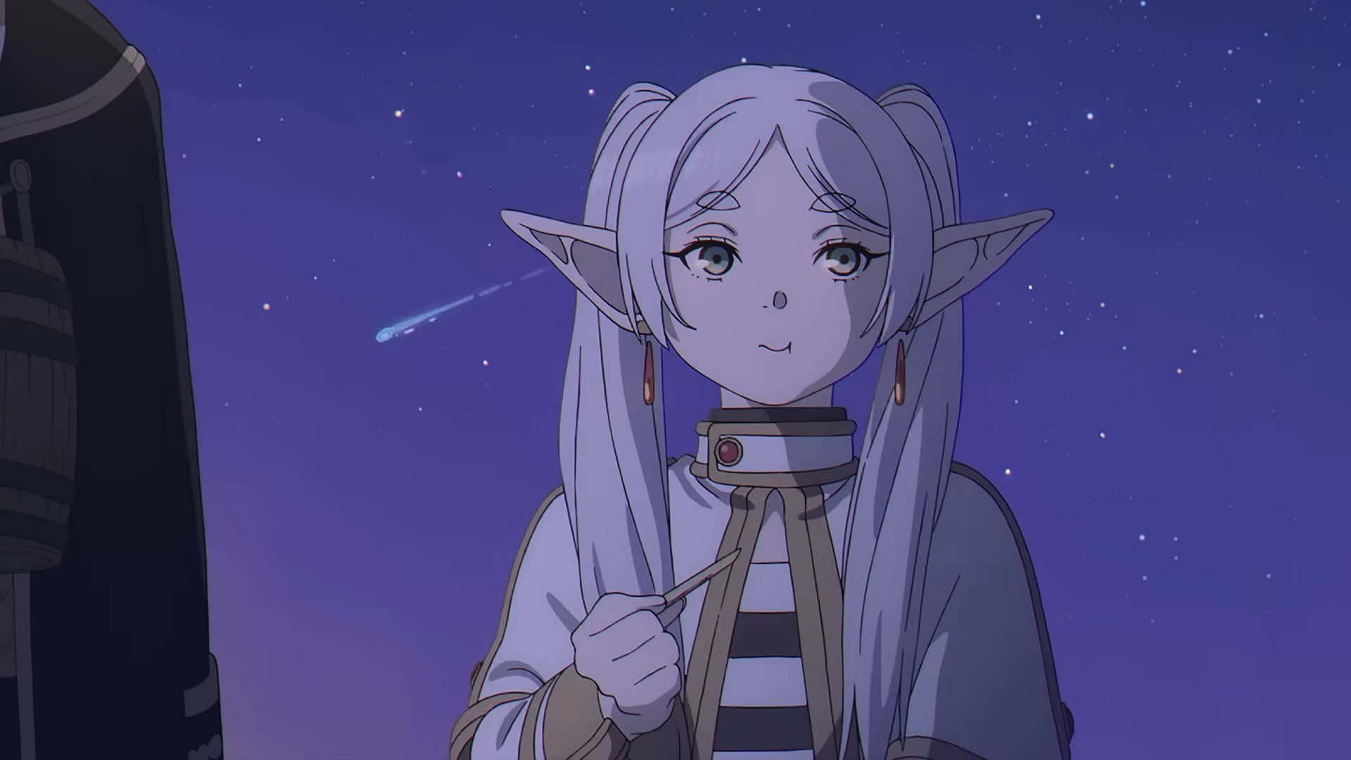 Elven Mage Under Starry Sky Wallpaper