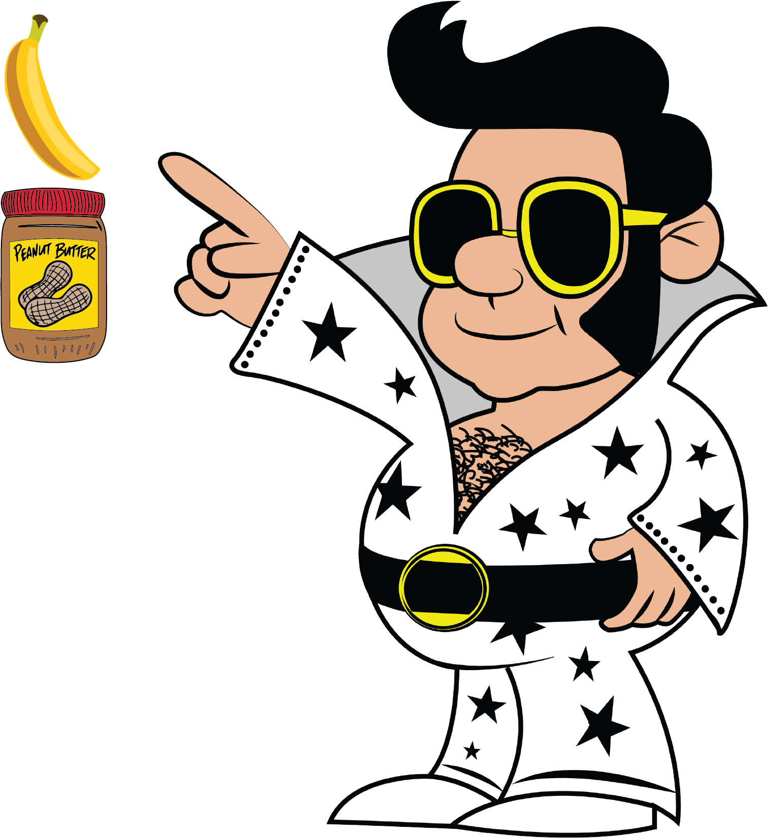 Elvis Cartoon Character Peanut Butter Banana PNG
