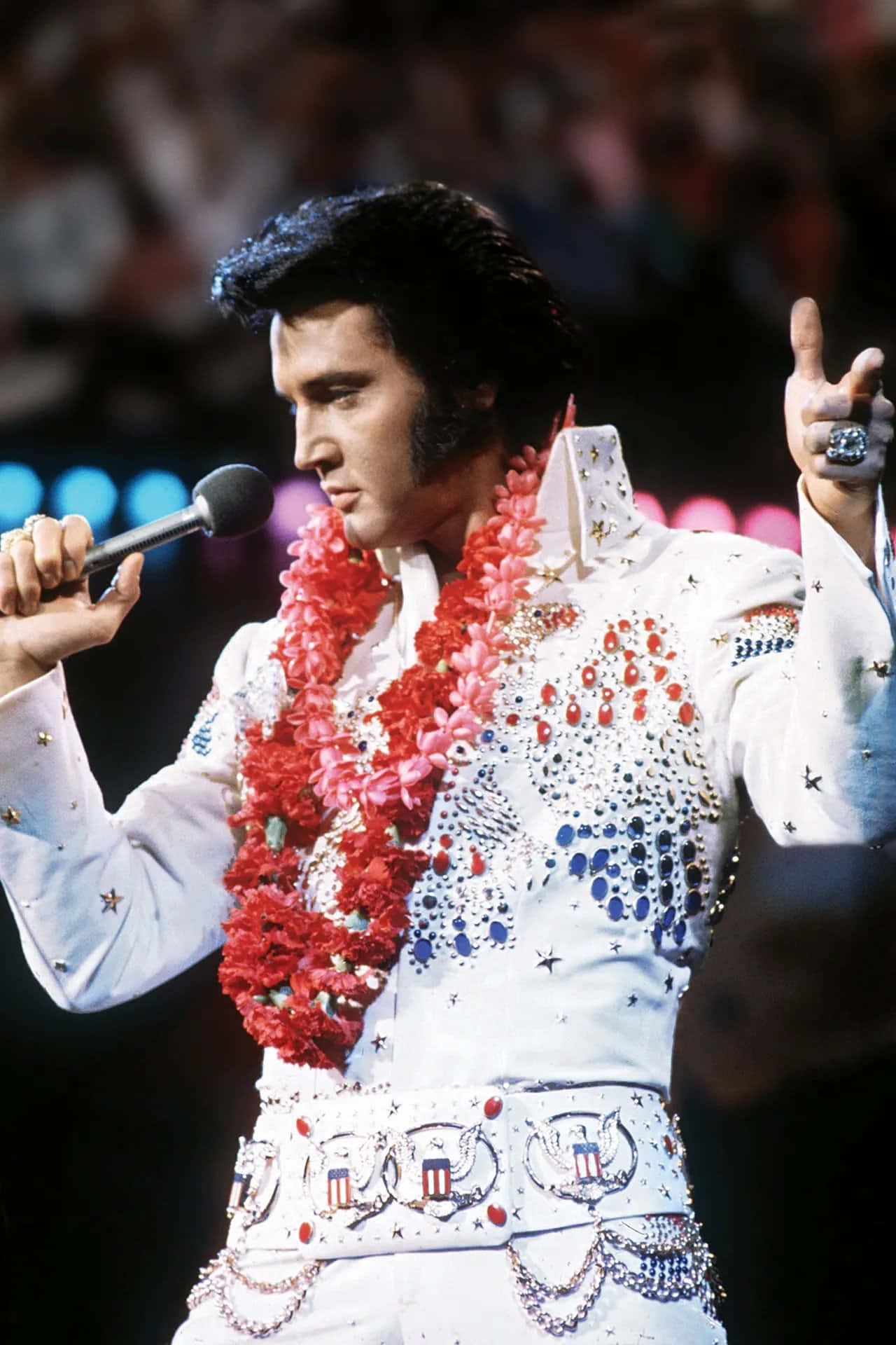Elvis Presley in his signature Rock 'N' Roll style