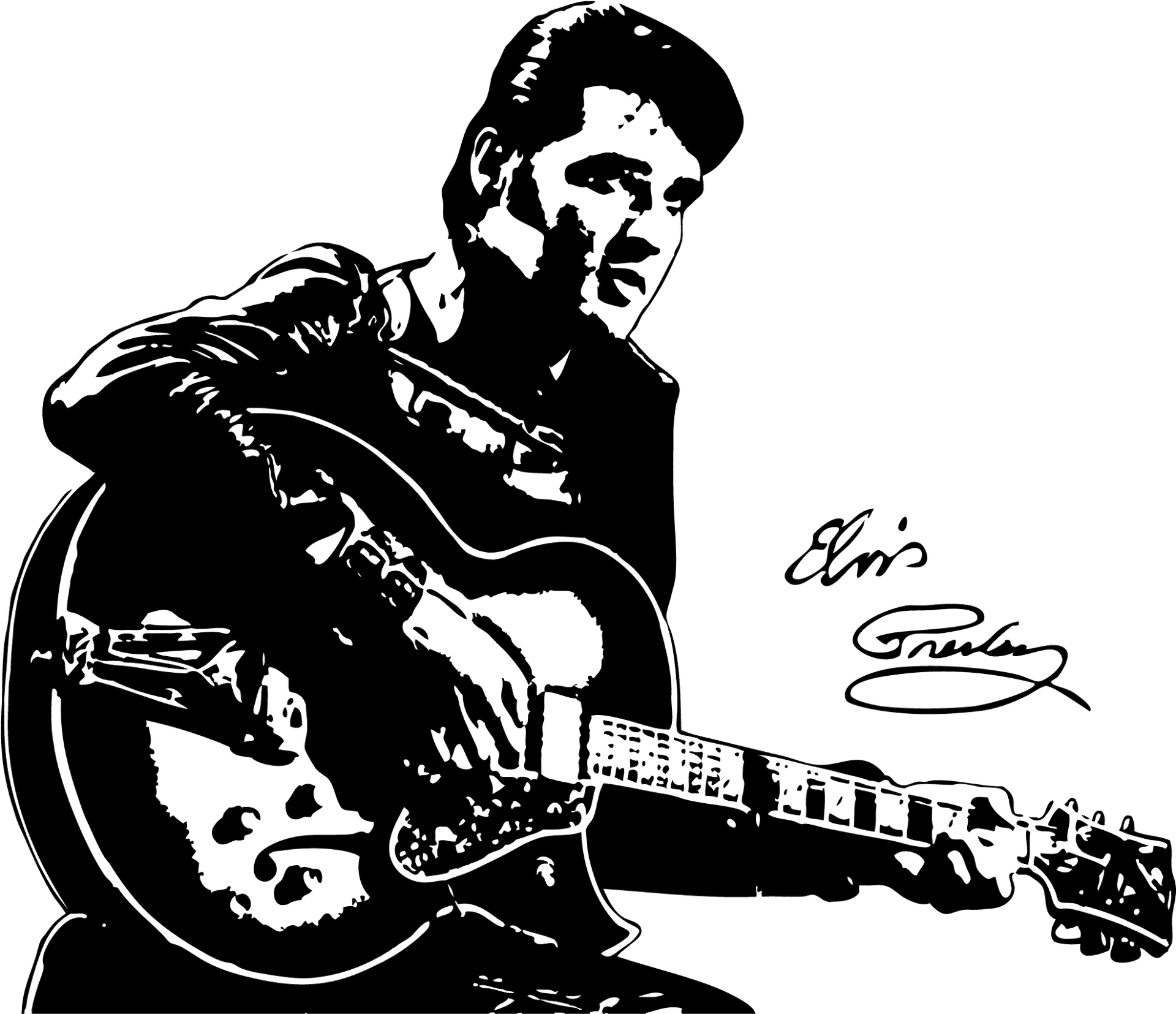 Elvis Presley Guitar Silhouette PNG