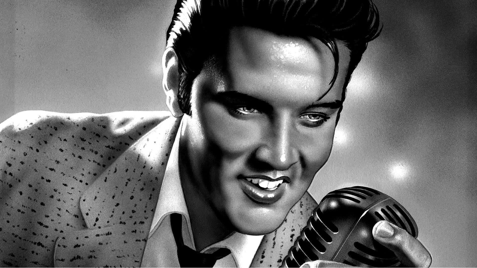 Etklassisk Portræt Af Elvis Presley, Den Legendariske Musiker.