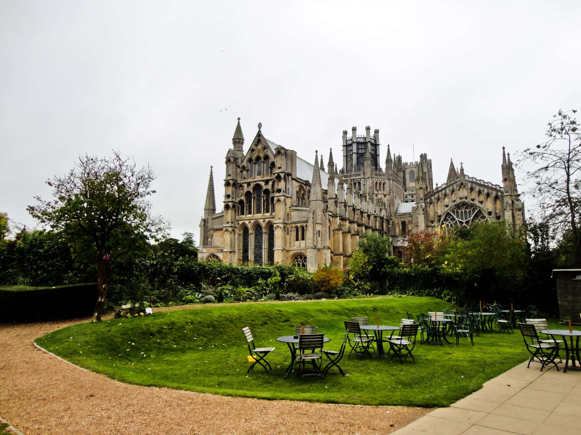Ely Cathedral Garden View Wallpaper
