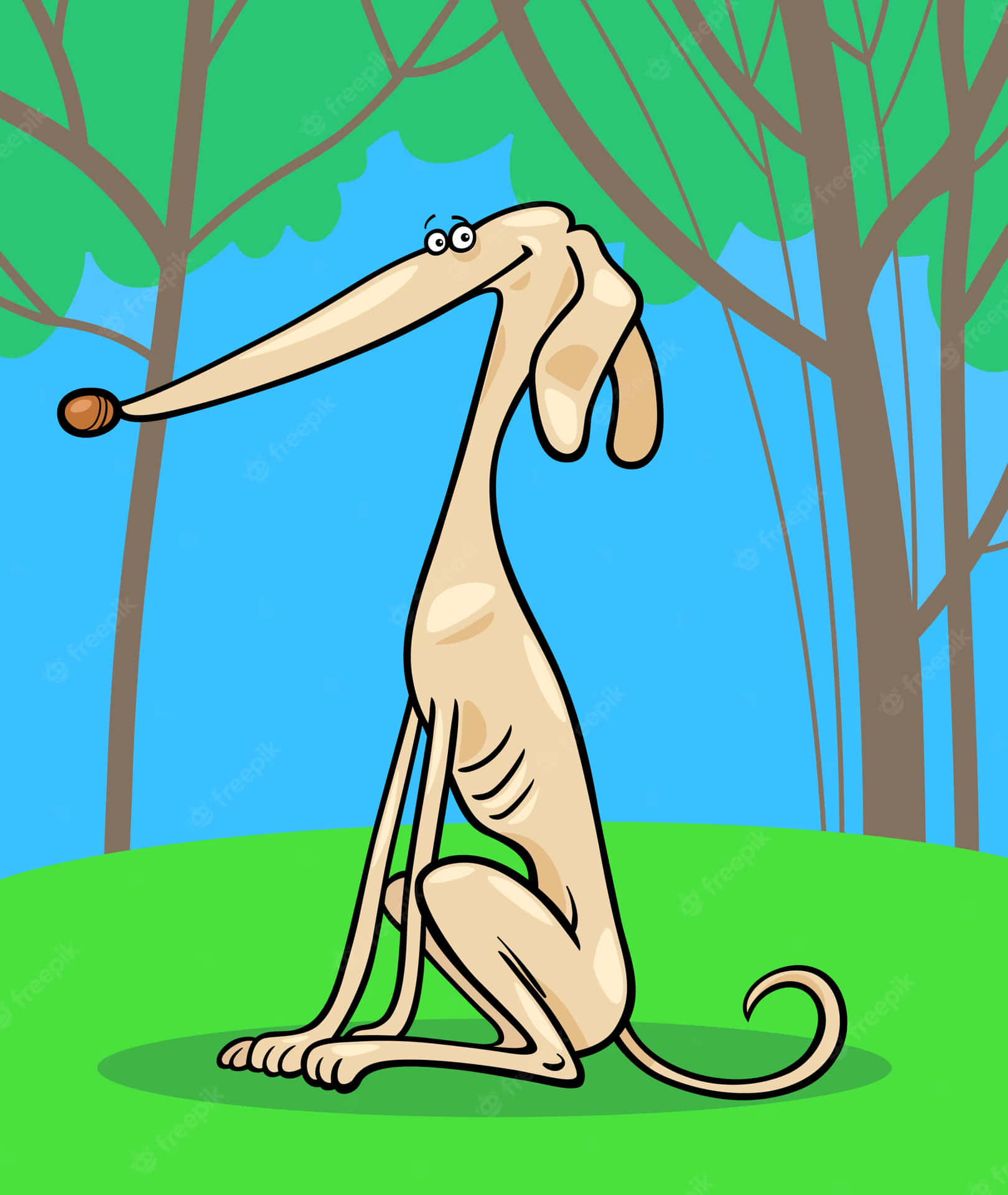 Emaciated Greyhound Dog Cartoon Wallpaper
