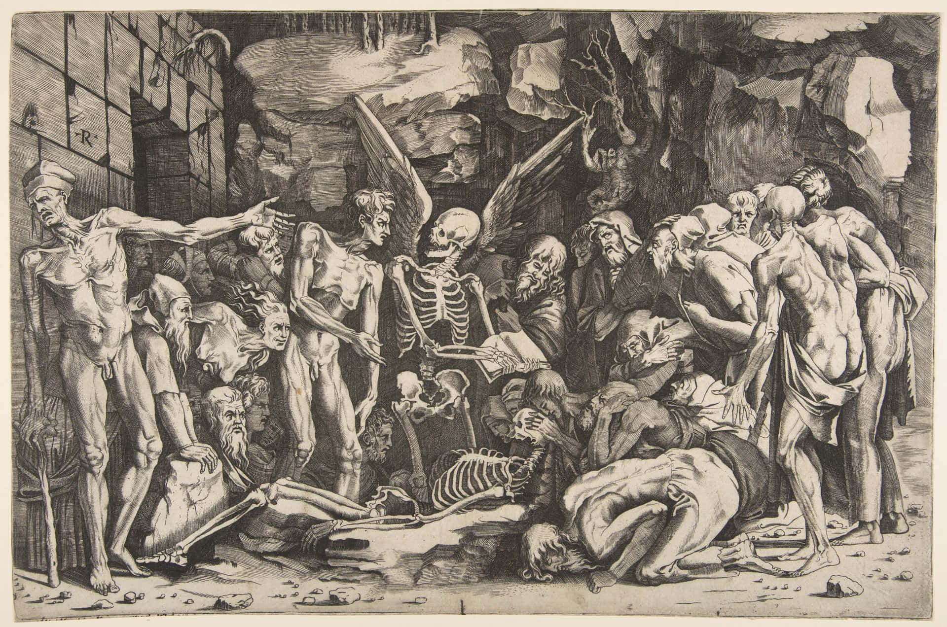 Emaciated People Gathered Around Death Wallpaper