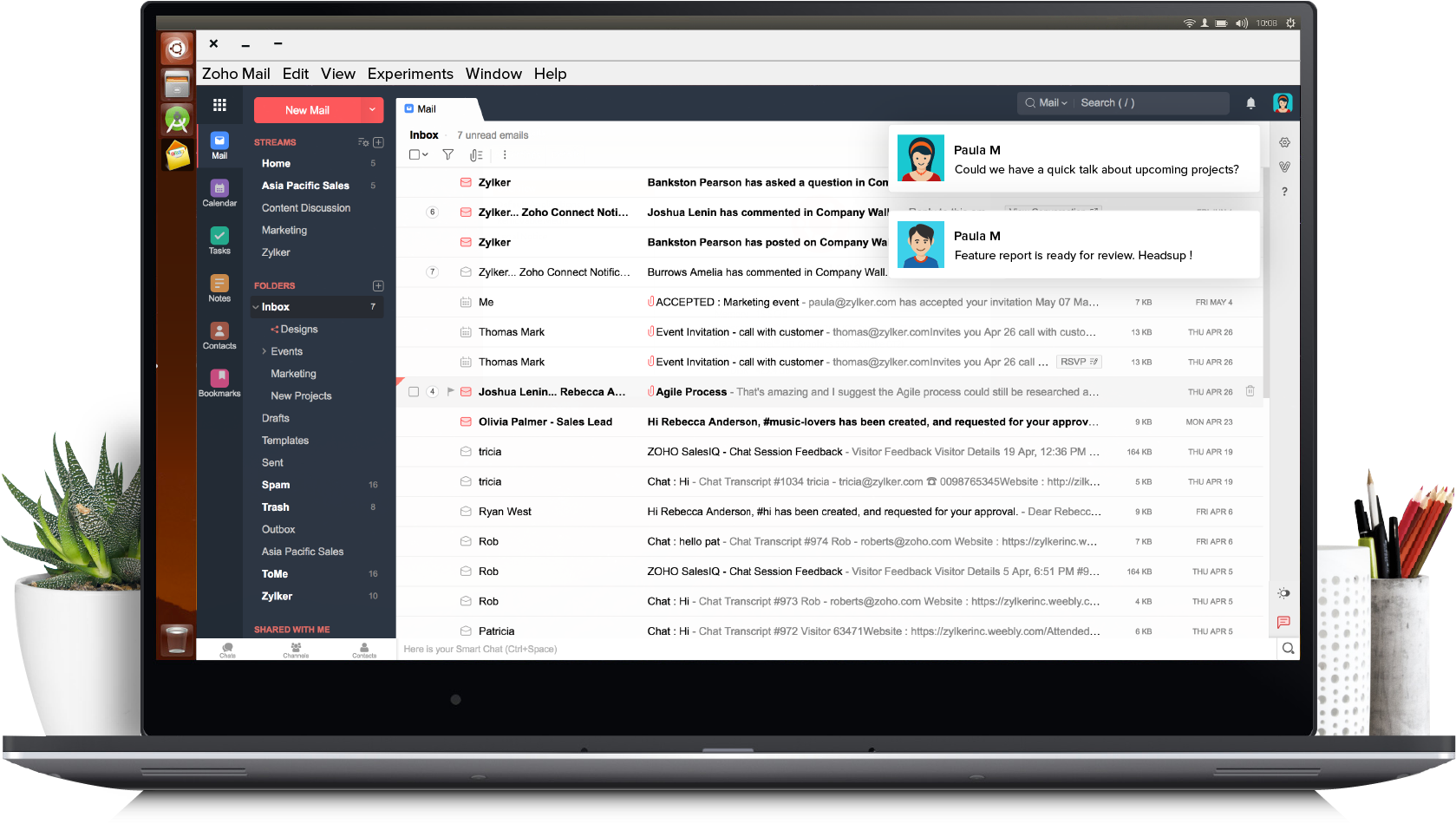 Email Client Interface Zoho Mail PNG