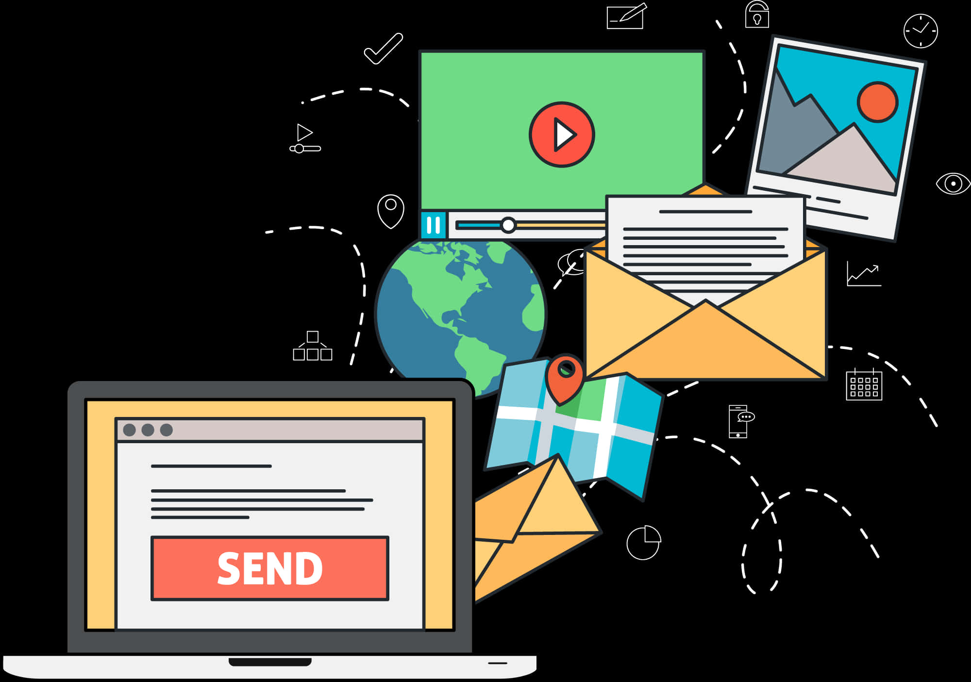 Email Communication Concept Illustration PNG
