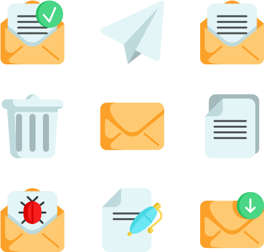 Email Communication Icons Set PNG