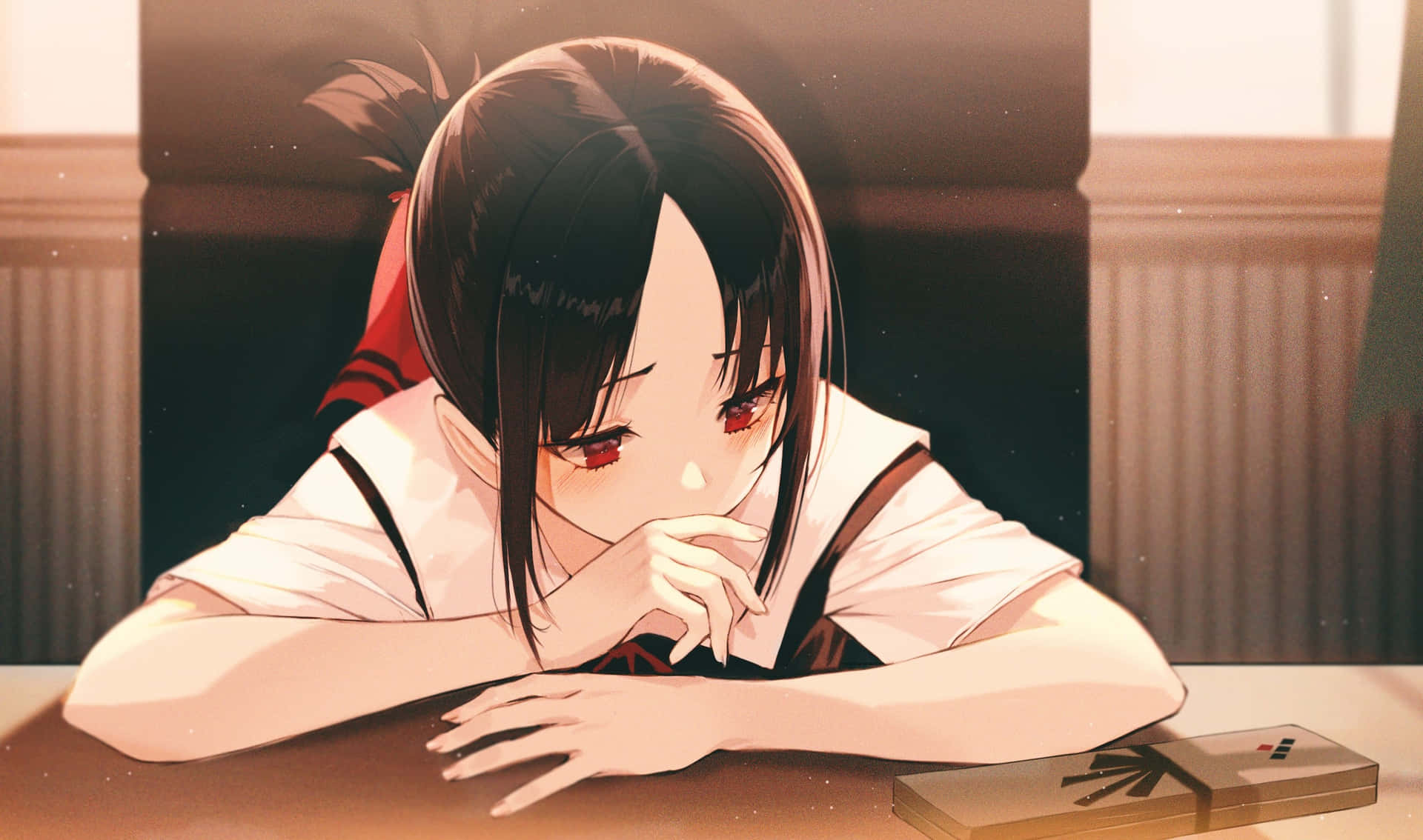 Embarrassed Anime Girl Blushing Wallpaper
