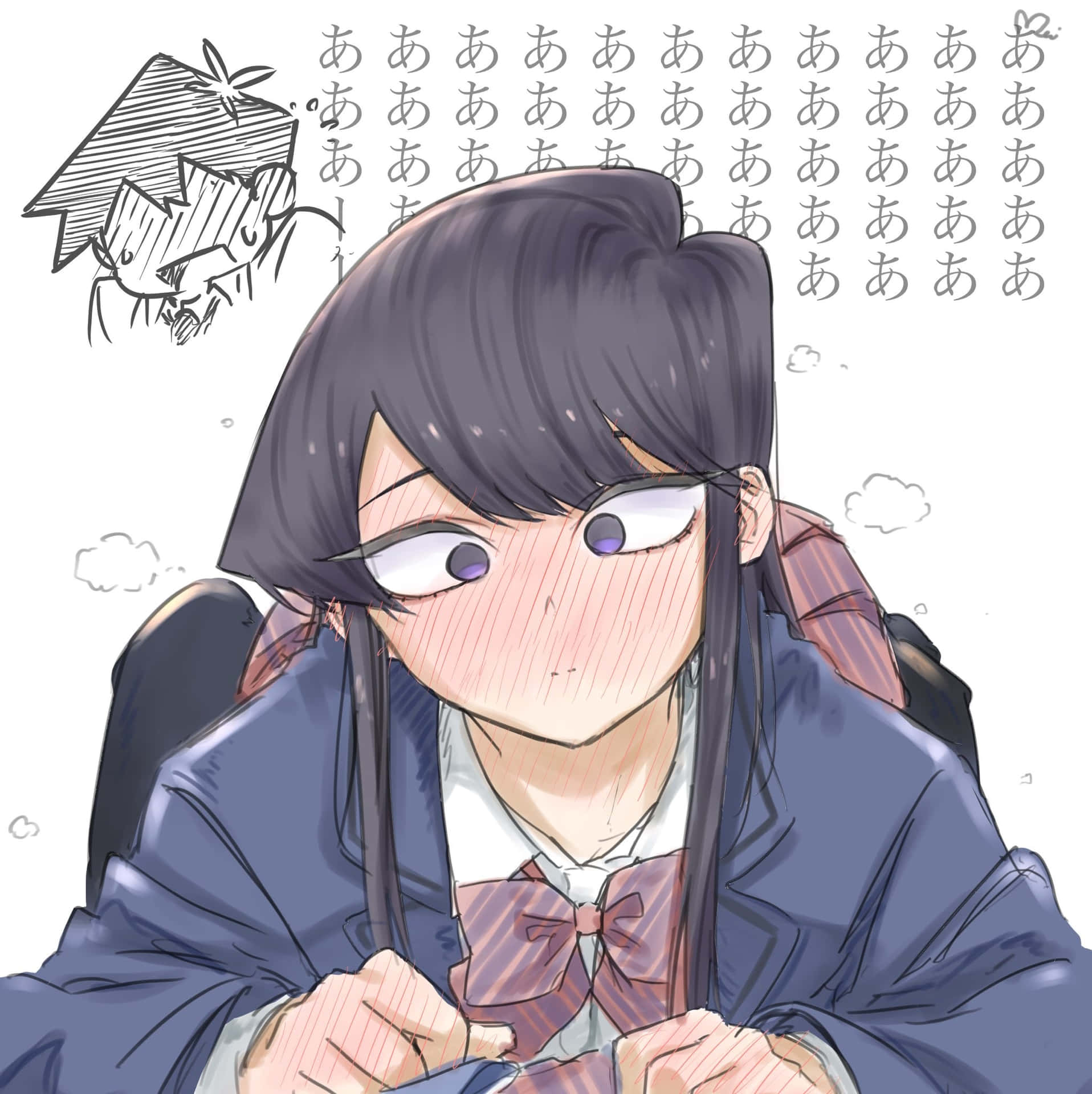 Embarrassed Anime Girl Blushing Wallpaper