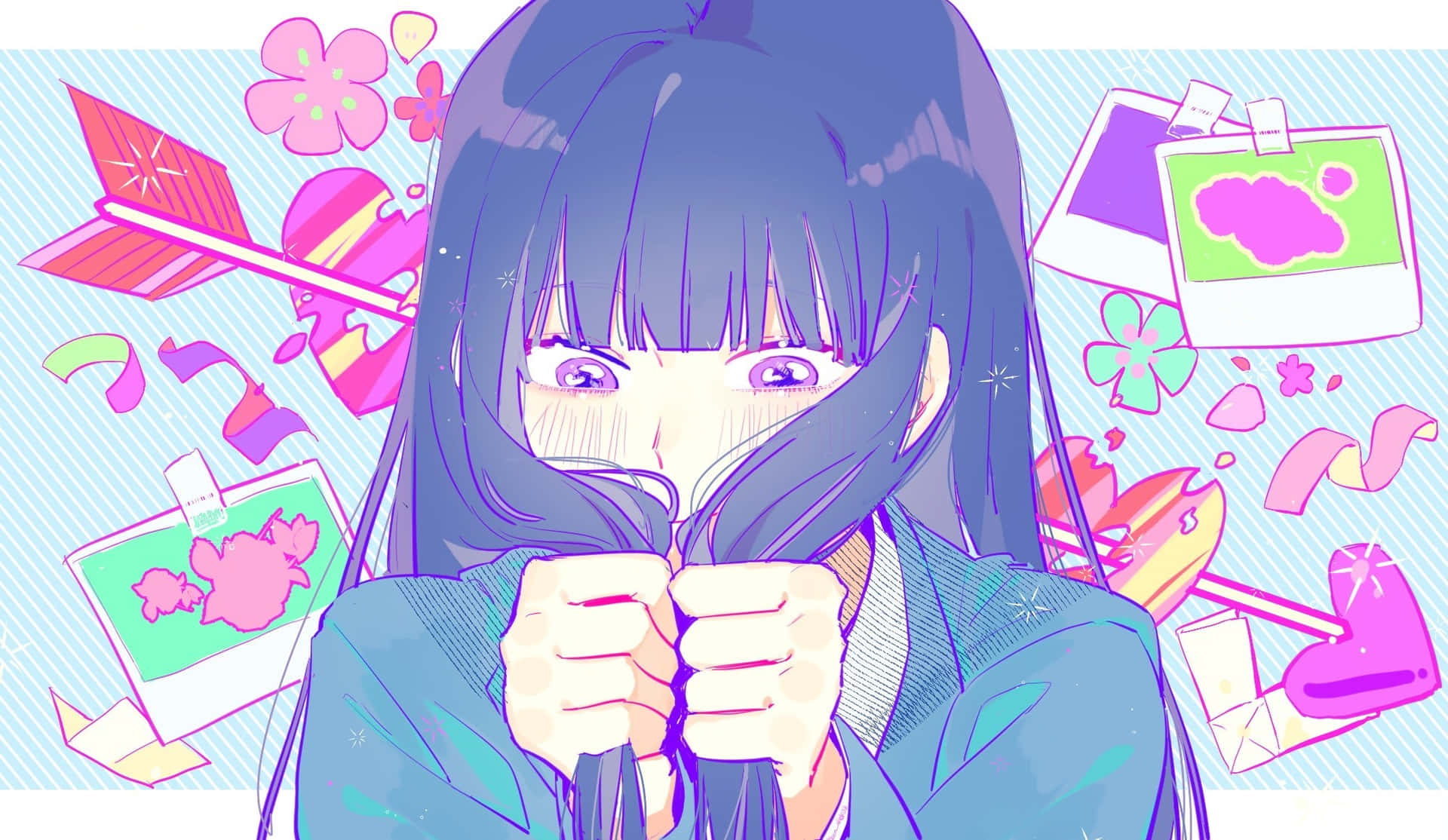 Embarrassed Anime Girl Hiding Face Wallpaper