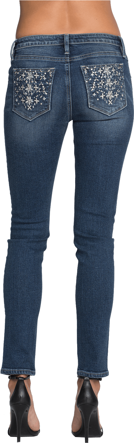 Embellished Pocket Skinny Jeans PNG