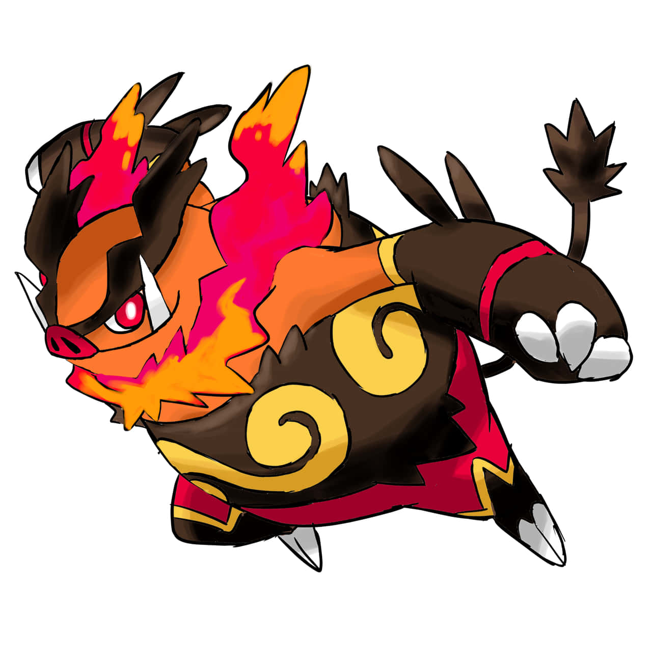Emboar With Pink And Orange Flame Wallpaper