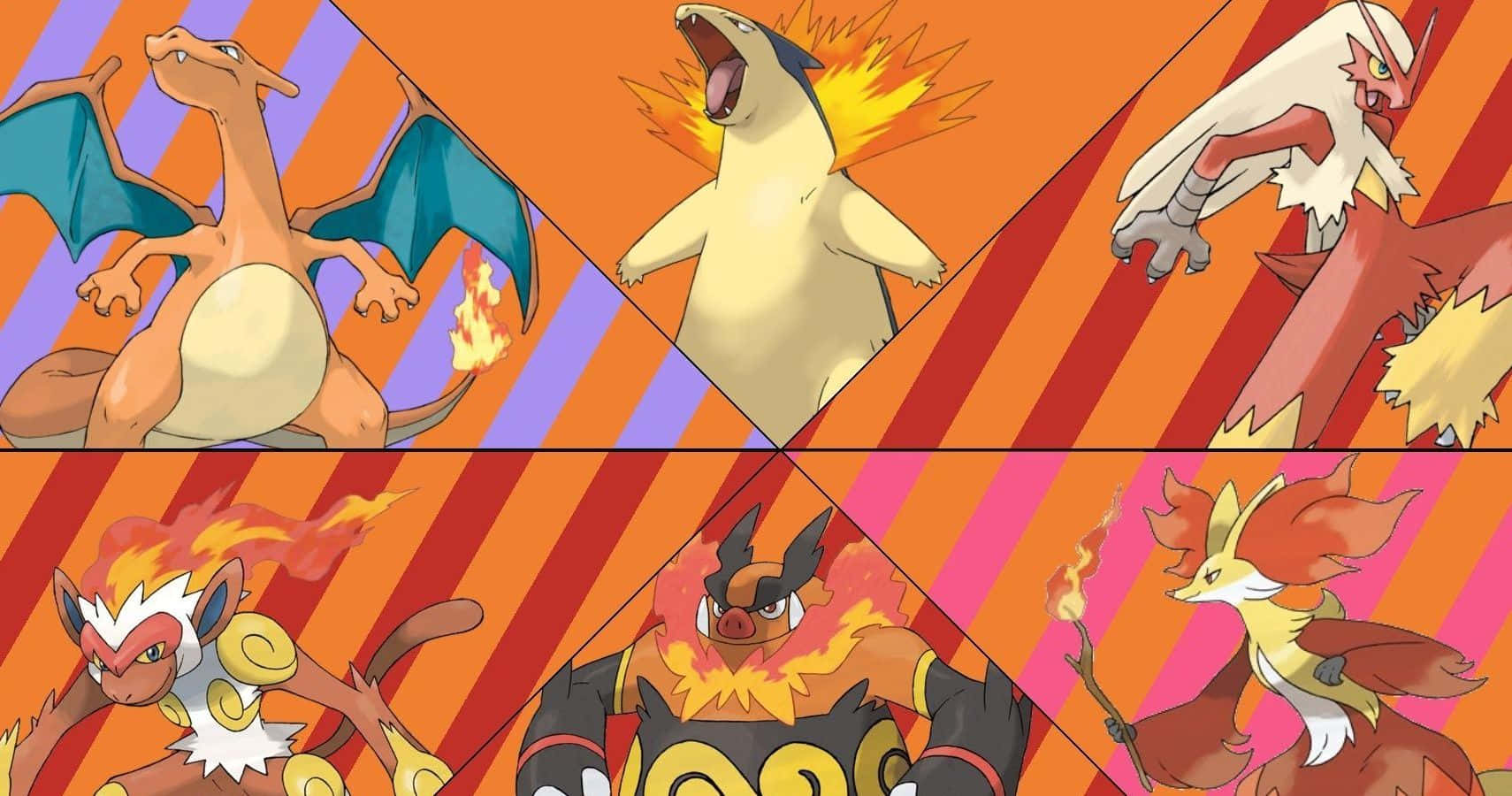 Emboar With The Other Fire Fighting Pokemon Species Wallpaper