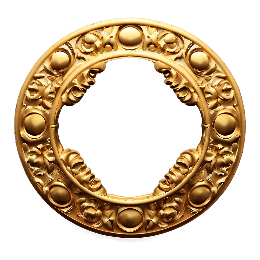 Embossed Gold Circle Frame Png 06262024 PNG