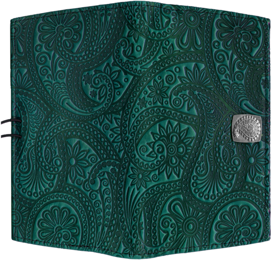 Embossed Leather Wallet Teal Floral Design PNG