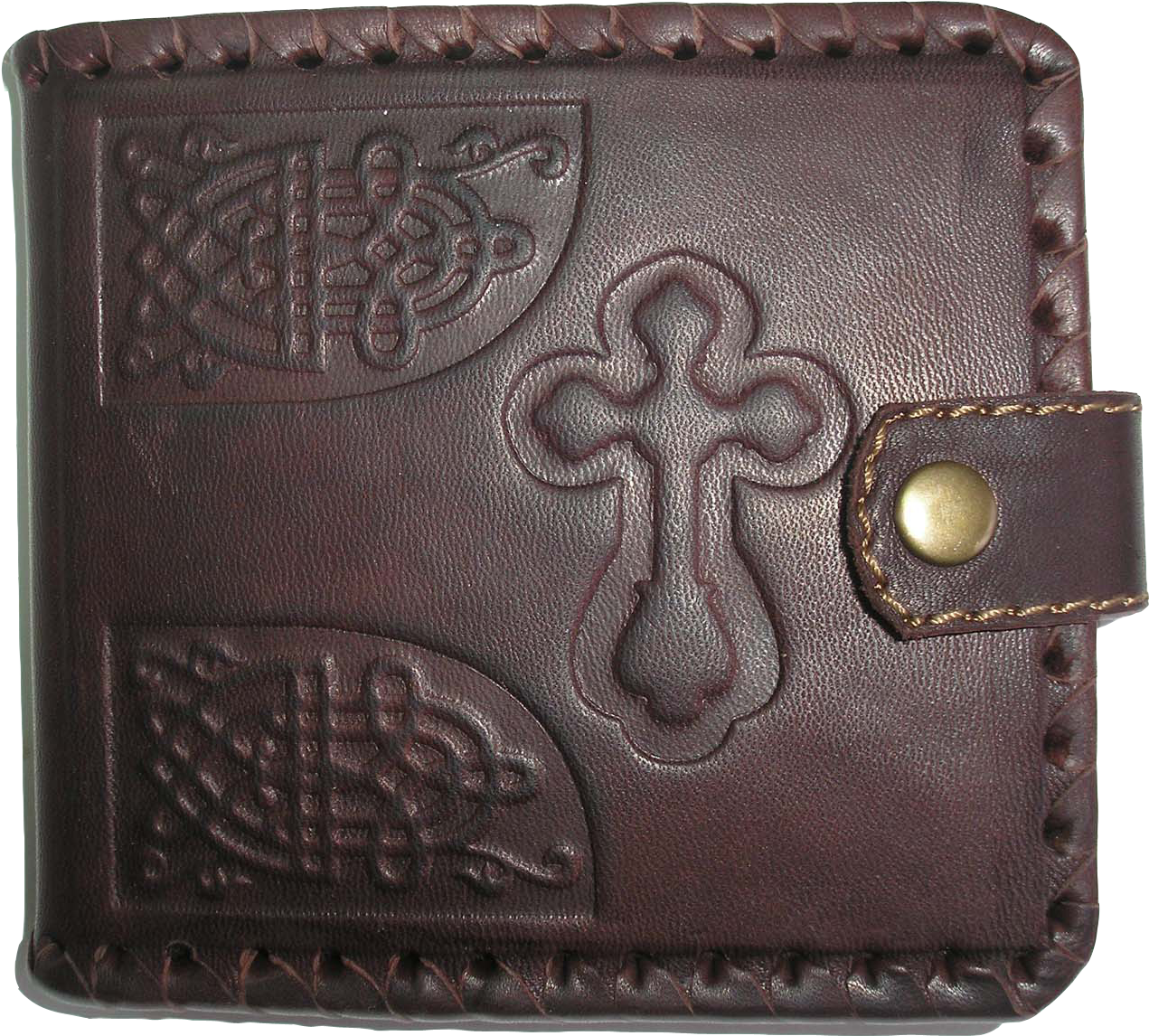 Embossed Leather Walletwith Cross Design PNG