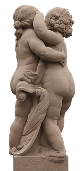 Embracing Angel Sculpture PNG