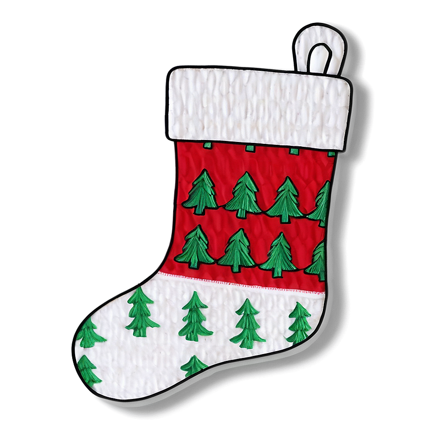 Embroidered Christmas Stocking Png Vog31 PNG