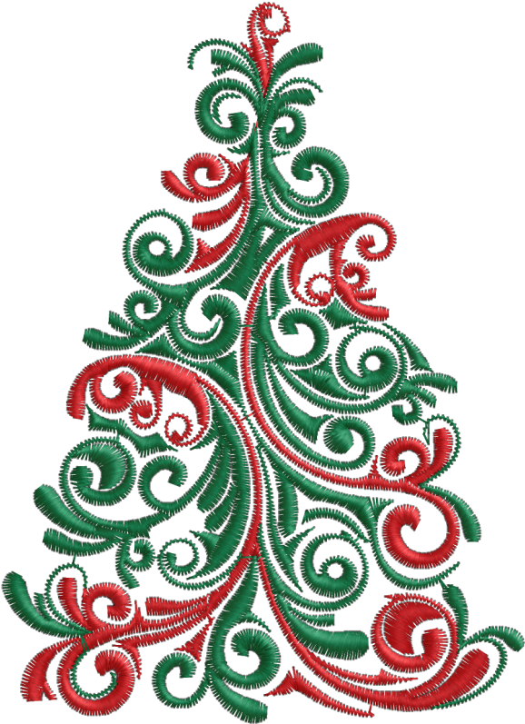 Embroidered Christmas Tree Design PNG