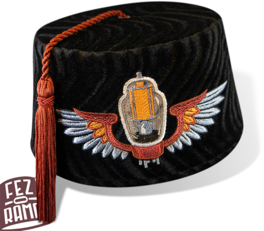 Embroidered Fez Hatwith Winged Emblem PNG