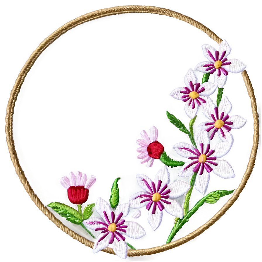 Embroidered Flower Circle Png 58 PNG