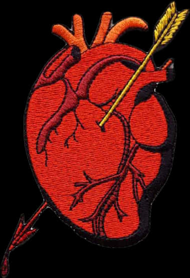 Embroidered Heartwith Arrow Patch PNG