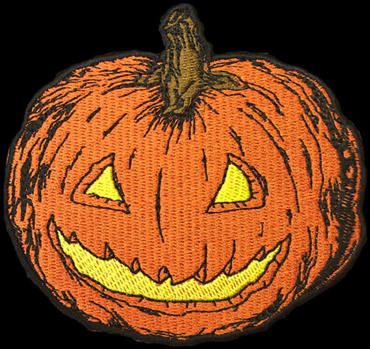 Embroidered Jack O Lantern Patch PNG