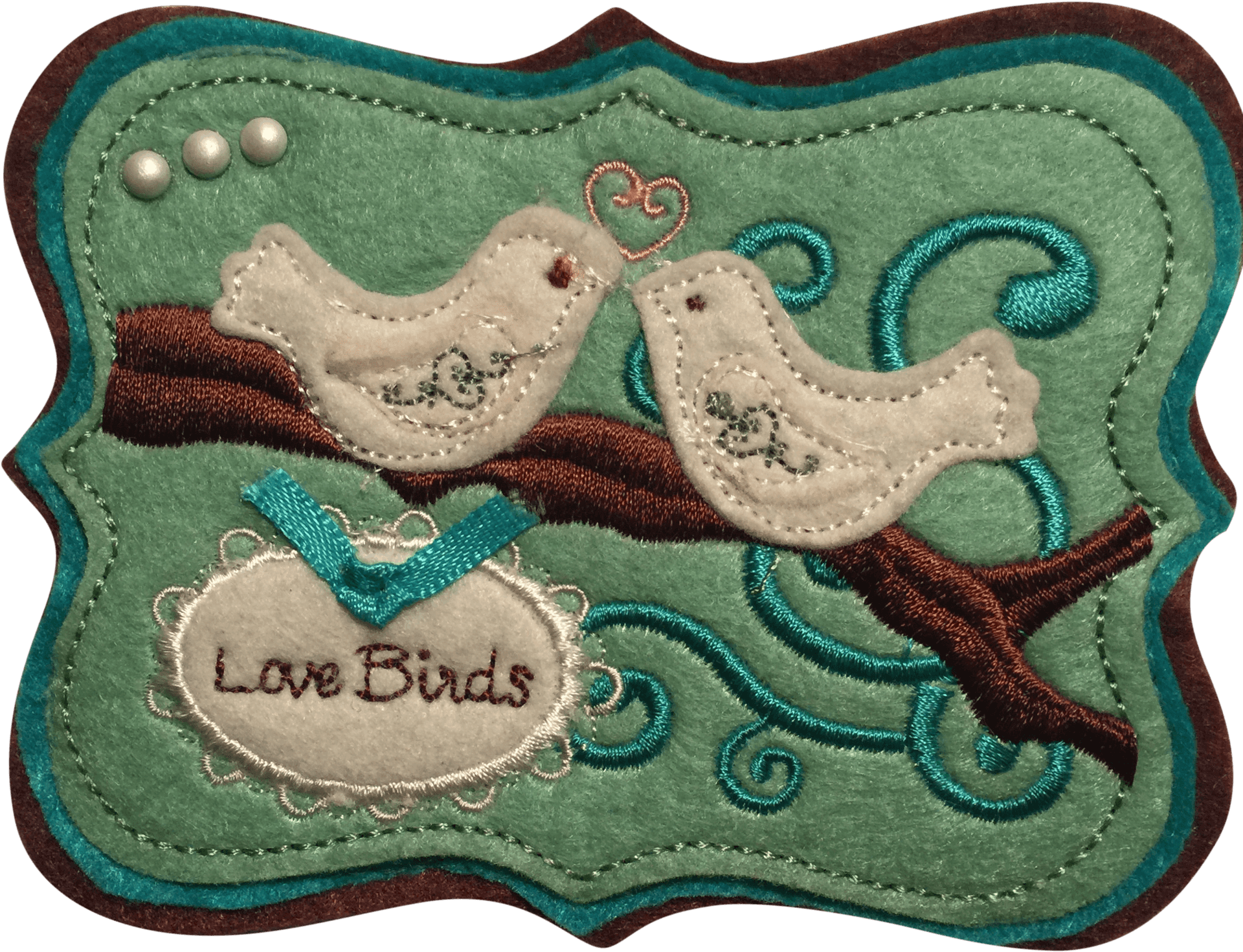 Embroidered Love Birds Artwork PNG