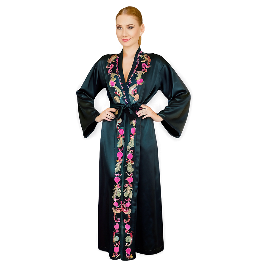 Embroidered Maxi Robe Png Itf79 PNG