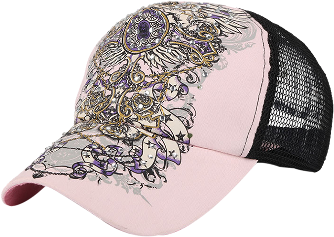 Embroidered Pink Baseball Cap PNG