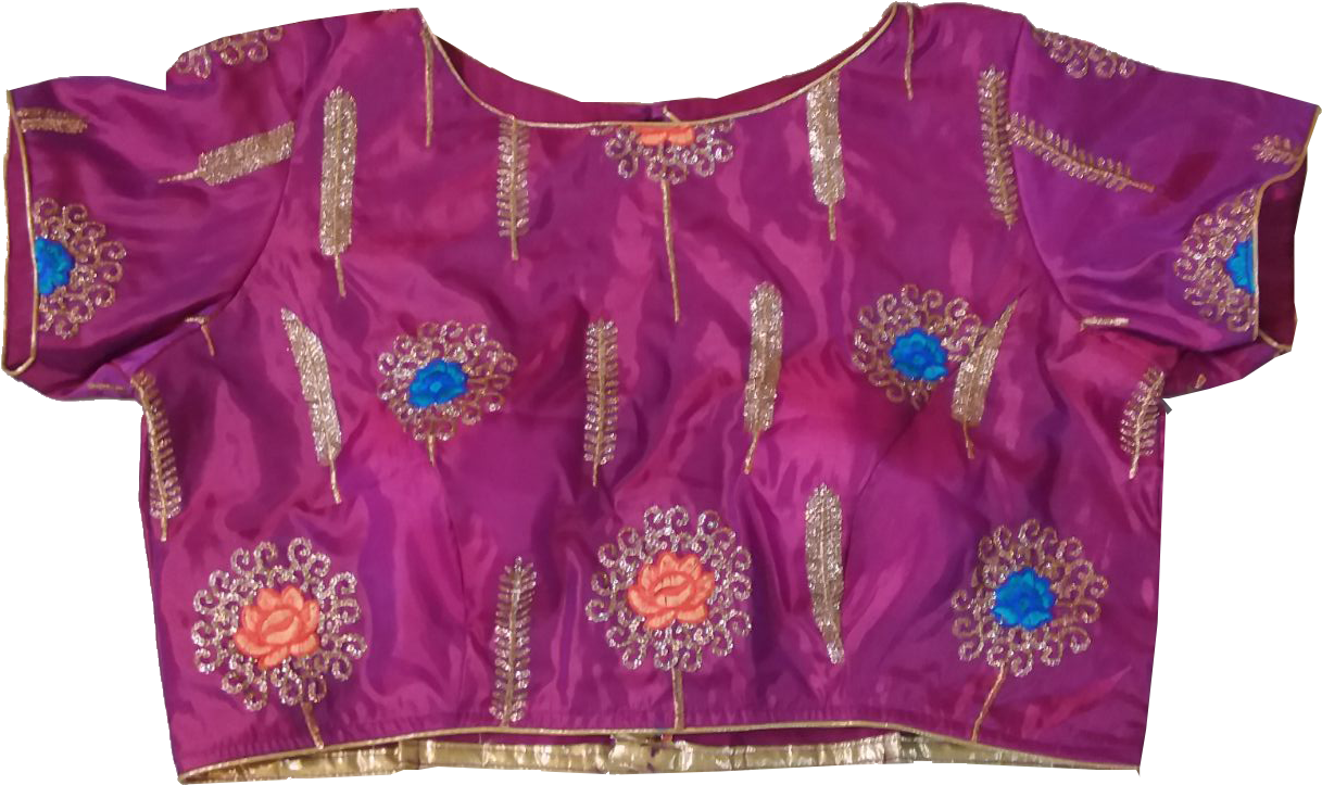 Embroidered Purple Silk Blouse PNG