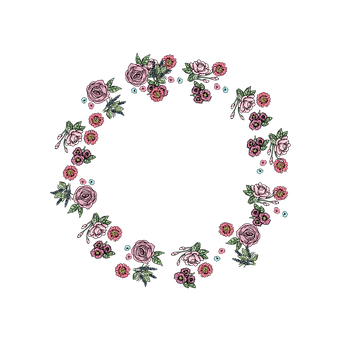 Embroidered Rose Wreath Design PNG
