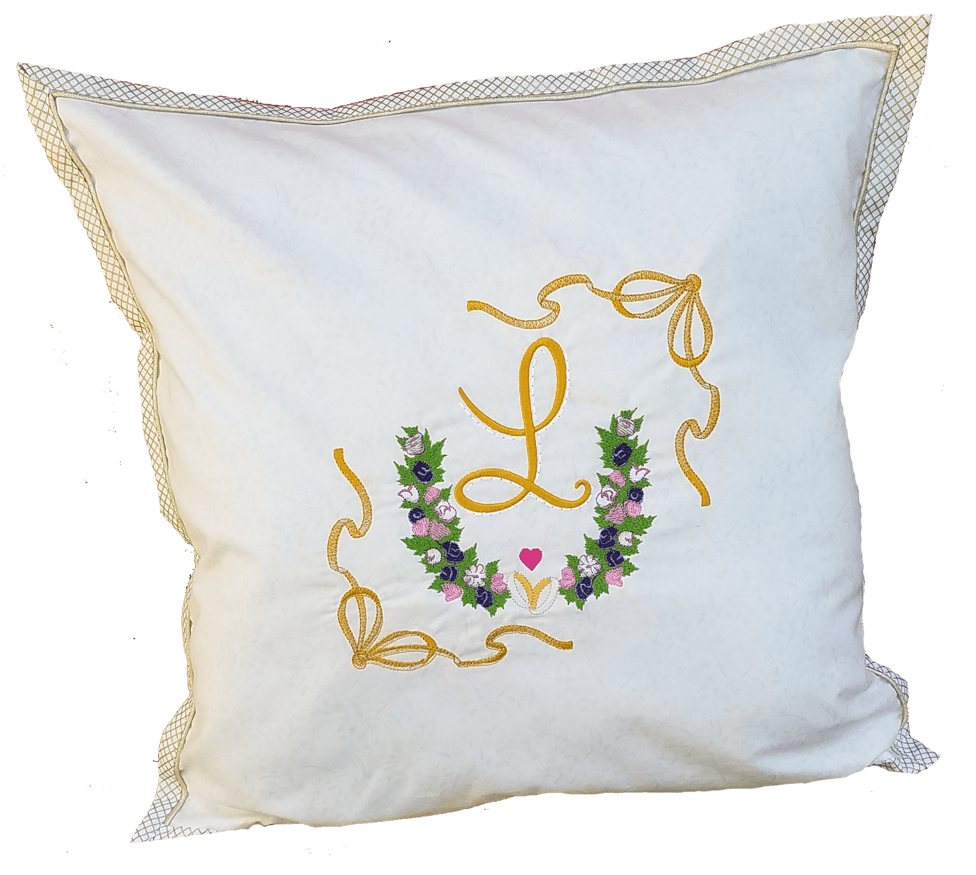 Embroidered Wedding Ring Pillow PNG