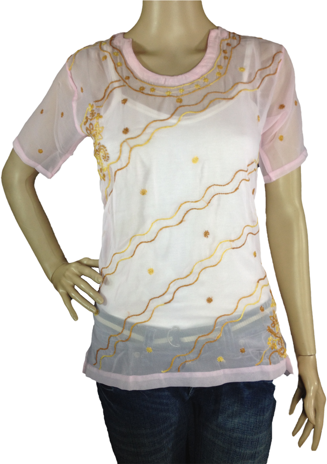 Embroidered White Kurti Mannequin Display.png PNG