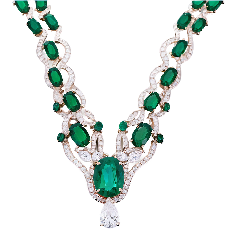 Emerald And Diamond Necklace Png 30 PNG