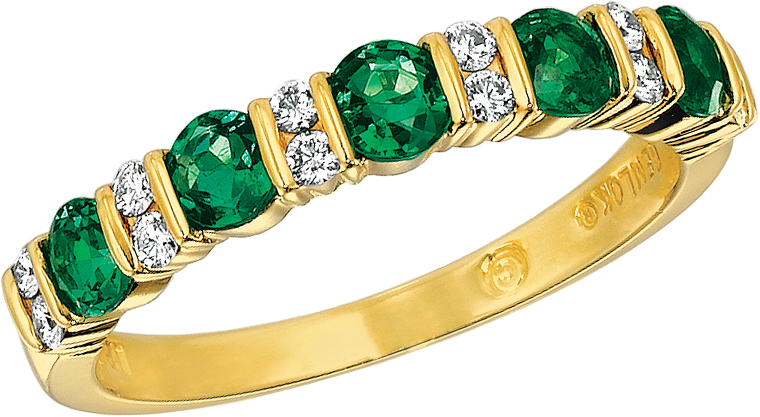 Emerald Diamond Gold Ring PNG