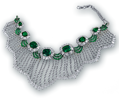 Emerald Diamond Necklace Luxury Jewelry PNG