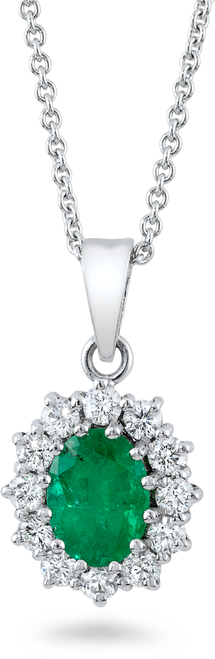 Emerald Diamond Pendant Necklace PNG