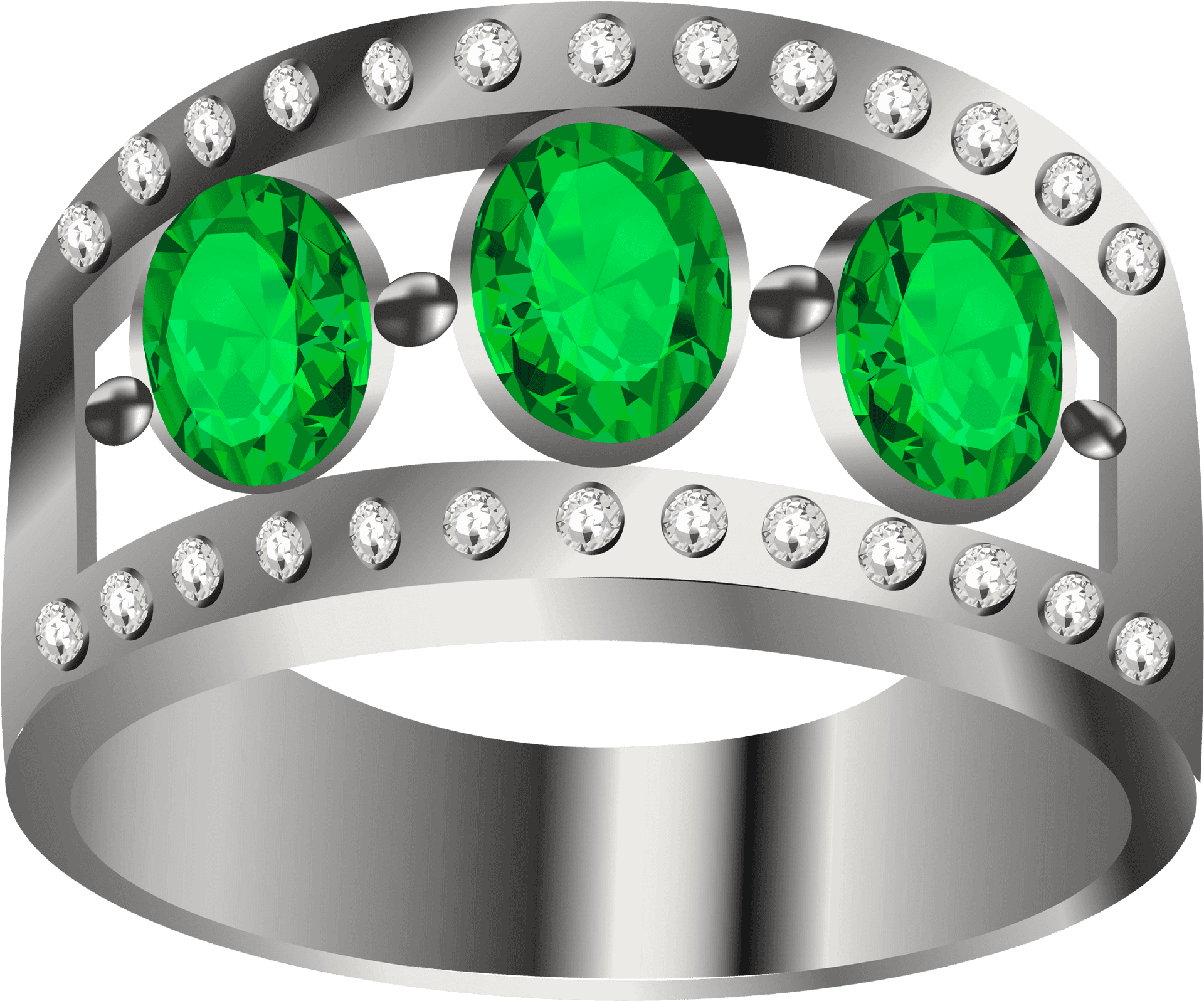 Emerald Diamond Ring Design PNG