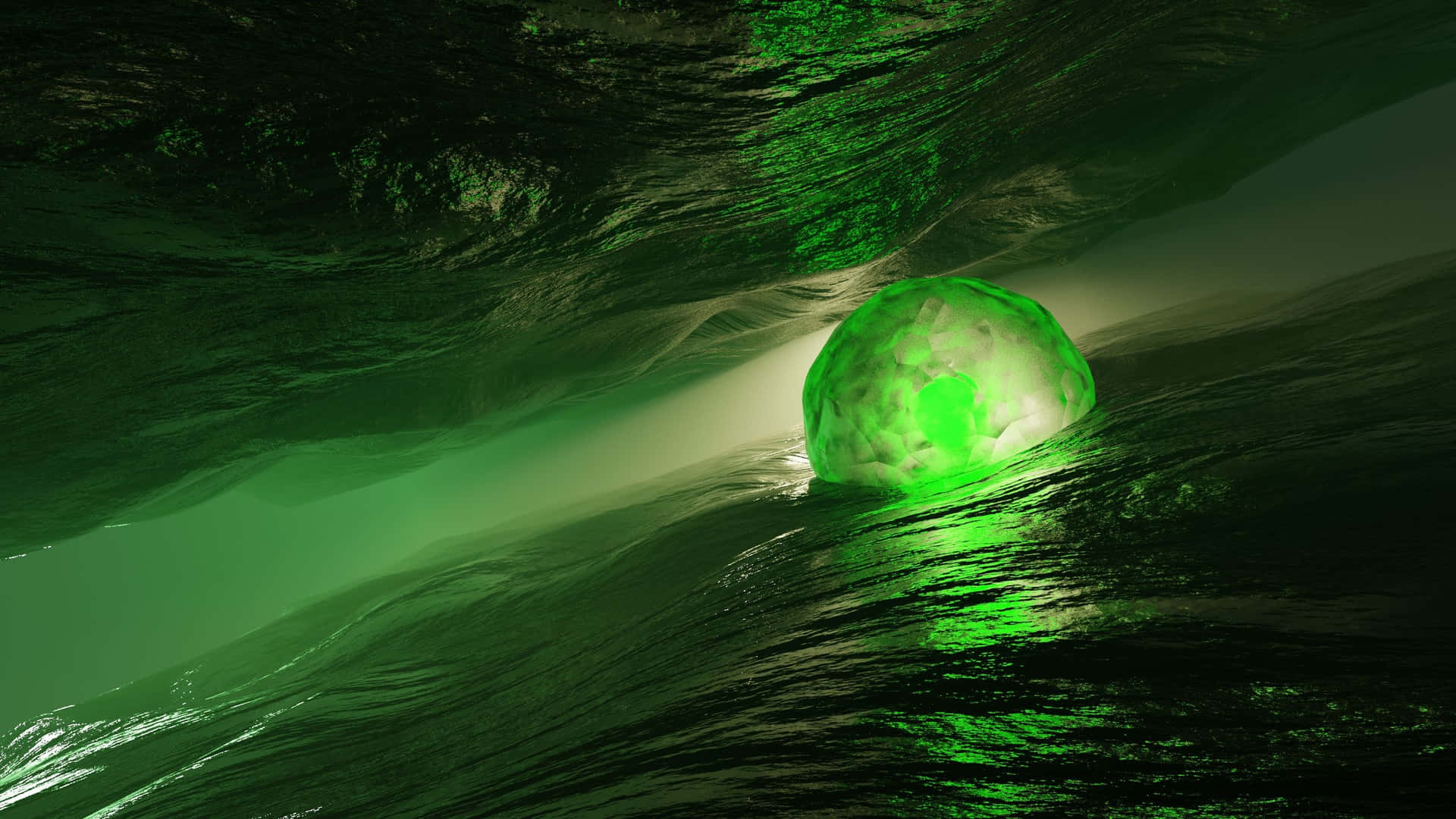 Emerald Glow Abstract Water Wallpaper