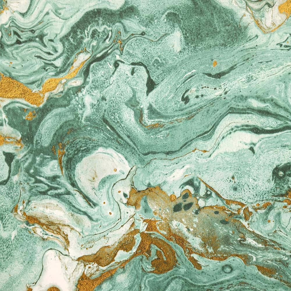 Emerald Gold Marble Texture Wallpaper