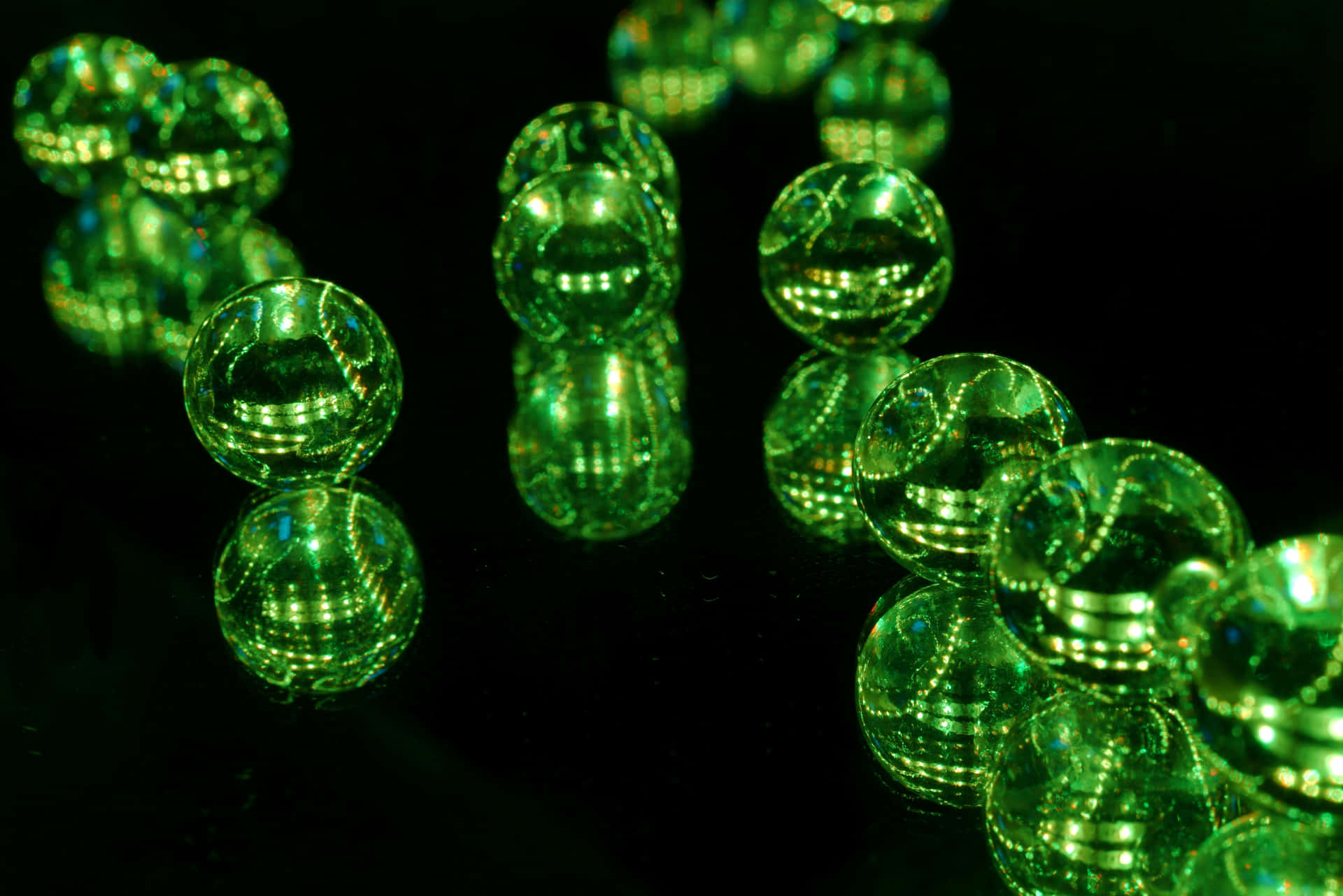 Emerald Green Marbles Reflection Wallpaper