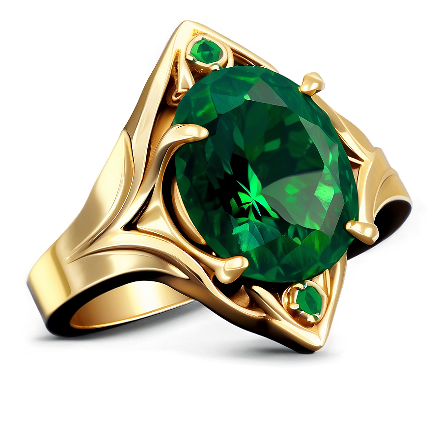 Emerald In Gold Setting Png Tbv71 PNG
